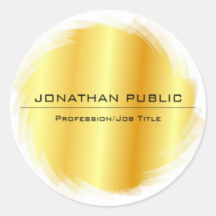 Faux Gold Modern Elegant Simple Design Template Classic Round Sticker