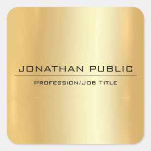 Faux Gold Modern Elegant Simple Design Template Square Sticker
