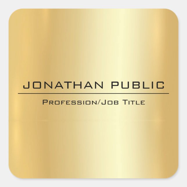 Faux Gold Modern Elegant Simple Design Template Square Sticker (Front)