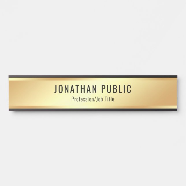 Faux Gold Modern Elegant Template Customisable Door Sign (Front)
