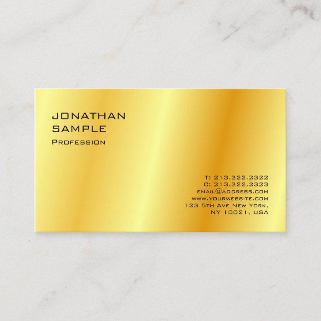 Faux Gold Modern Minimalist Elegant Professional Business Card (Front)