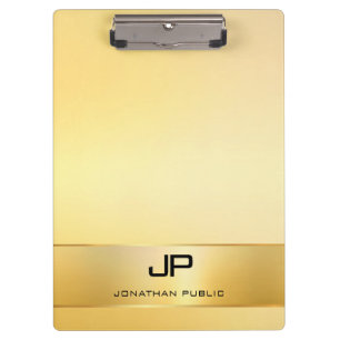 Faux Gold Modern Monogram Template Elegant Clipboard
