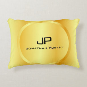 Faux Gold Modern Monogram Template Elegant Decorative Cushion