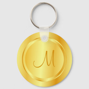 Faux Gold Modern Monogram Template Elegant Key Ring