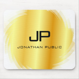 Faux Gold Modern Monogrammed Elegant Template Mouse Pad