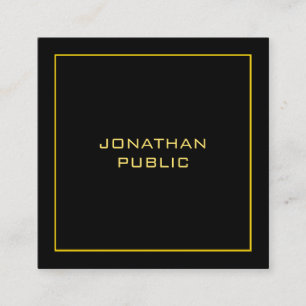 Faux Gold Modern Personalised Black Template Square Business Card