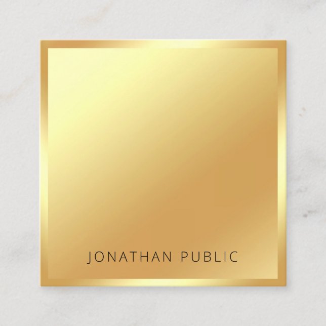 Faux Gold Modern Professional Glamourous Template Square Business Card (Front)