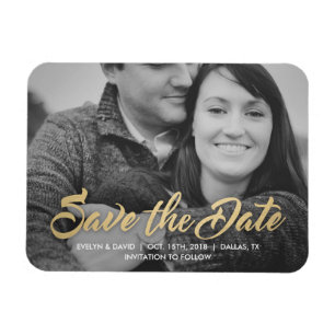 Faux Gold Modern Save the Date Magnets