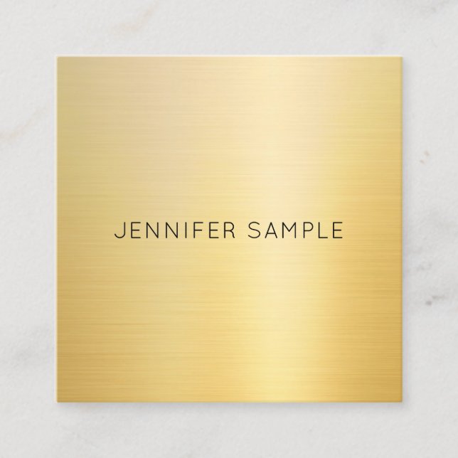 Faux Gold Modern Simple Elegant Minimalistic Square Business Card (Front)