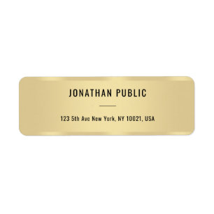 Faux Gold Modern Simple Template Return Address Label