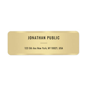 Faux Gold Modern Simple Template Return Address Return Address Label
