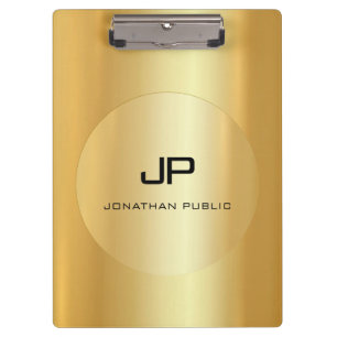 Faux Gold Monogram Elegant Personalized Classic Clipboard