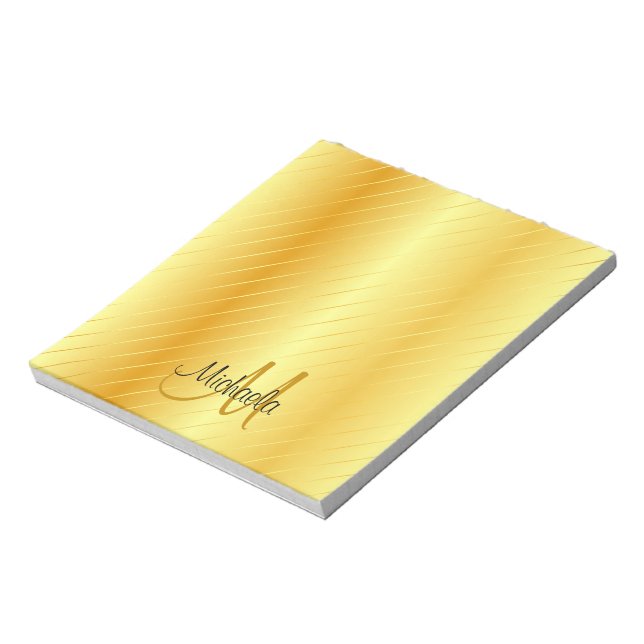 Faux Gold Monogram Template Modern Elegant Notepad (Rotated)