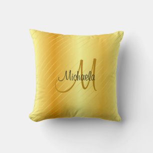 Faux Gold Monogrammed Elegant Modern Template Cushion