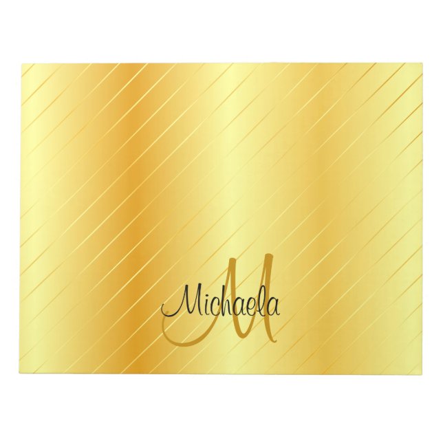Faux Gold Monogrammed Template Modern Elegant Notepad (Front)