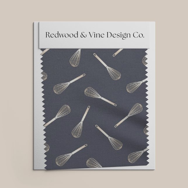 Faux Gold & Navy Blue Kitchen Whisk Pattern Fabric (Creator Uploaded)