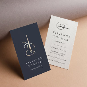 Faux Gold Needle & Thread Seamstress or Tailor Business Card