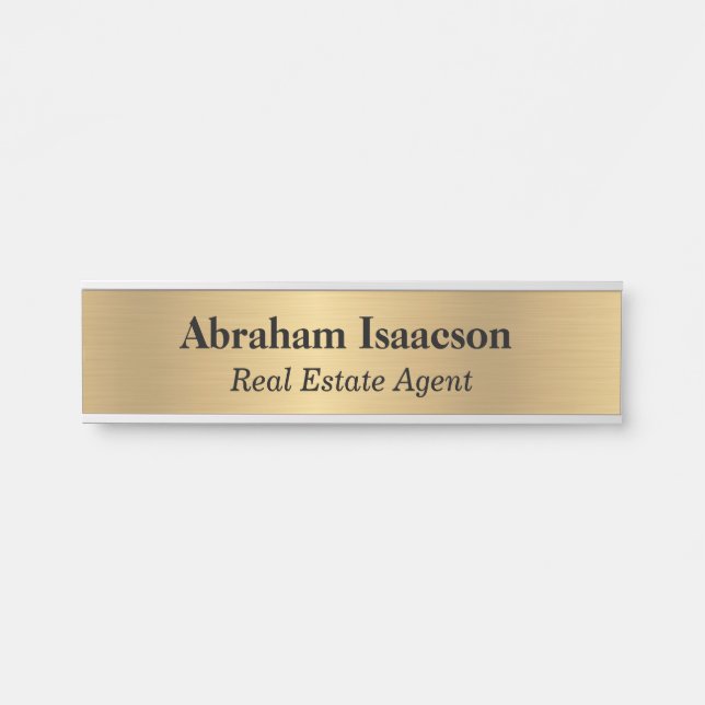 Faux Gold Office Door Sign Elegant Business (Front)