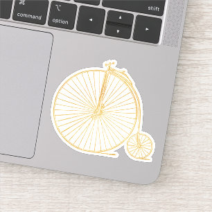 Faux Gold Old Fashioned Unicycle Line Drawing