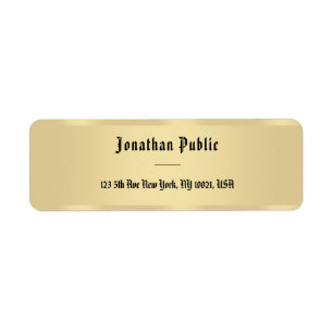 Faux Gold Old Style Text Script Template Elegant Return Address Label