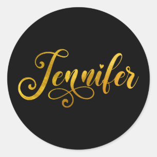 Faux Gold Ombre Foil Decorative Jennifer Classic Round Sticker