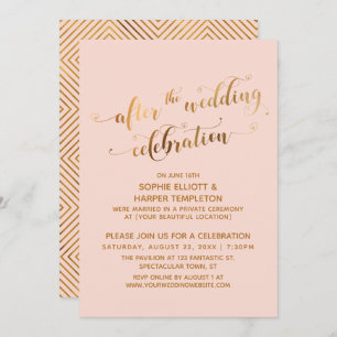 Faux Gold on Blush After the Wedding Celebration Invitation