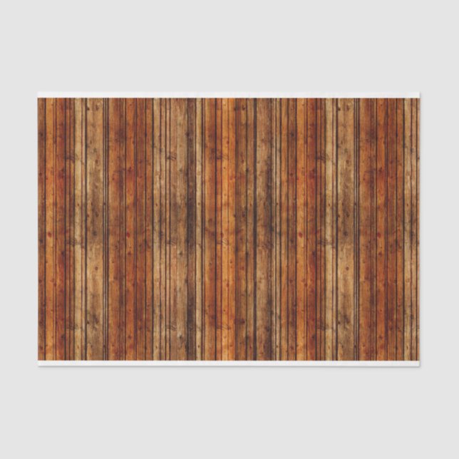 Faux Gold Orange Rustic Wood Background Decoupage Tissue Paper (Front)
