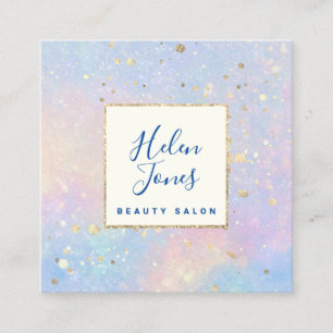 FAUX gold paint splash on watercolor Square Business Card