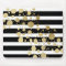 Faux Gold Paint Splatter on Black & White Stripes