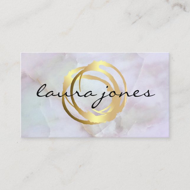 Faux Gold Painted Circle Designer Business Card (Front)