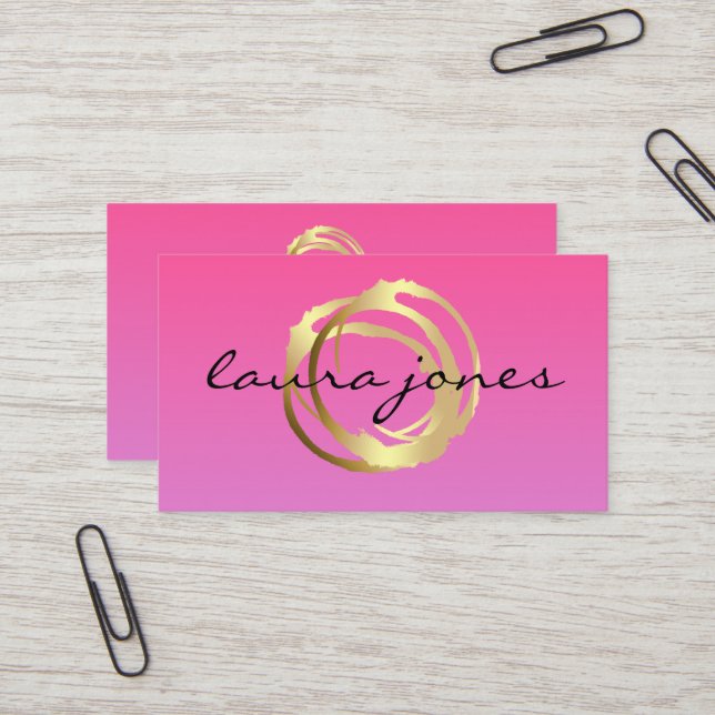 Faux Gold Painted Circle Designer Business Card (Front/Back In Situ)