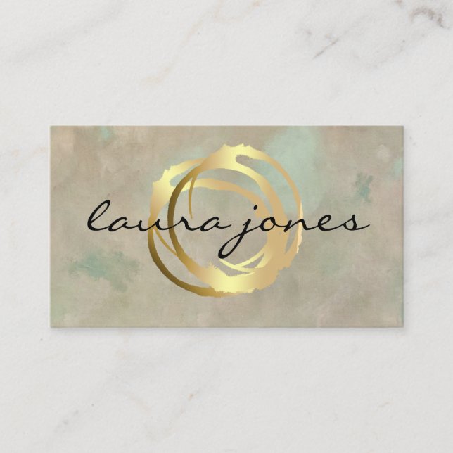 Faux Gold Painted Circle Designer Business Card (Front)