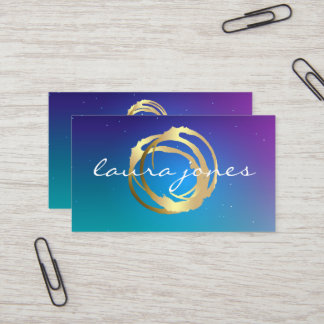 Faux Gold Painted Circle Designer Business Card