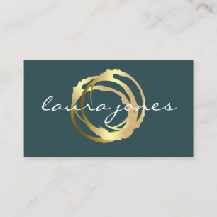 Faux Gold Painted Circle Designer Business Card