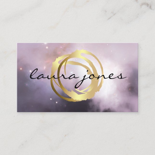 Faux Gold Painted Circle Designer Business Card (Front)