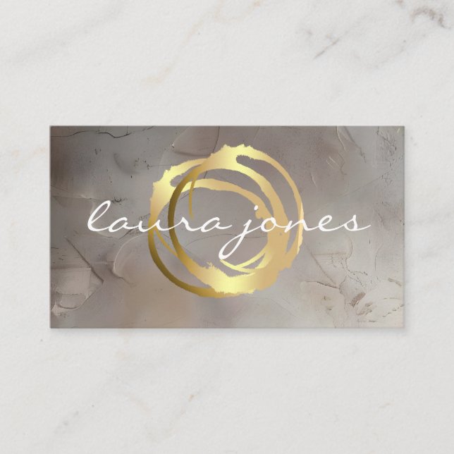 Faux Gold Painted Circle Designer Business Card (Front)
