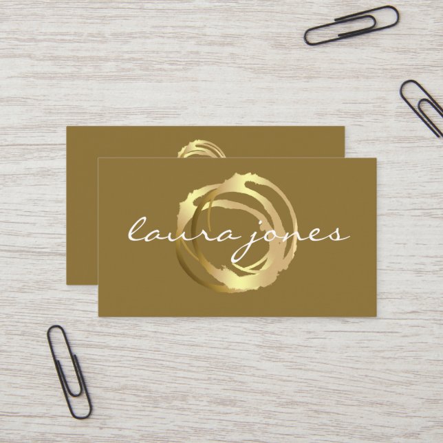Faux Gold Painted Circle Designer Business Card (Front/Back In Situ)