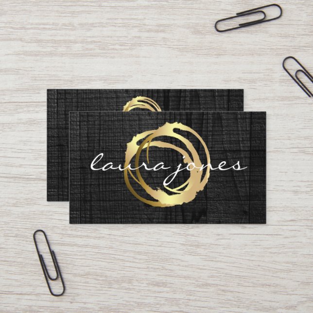 Faux Gold Painted Circle Designer Business Card (Front/Back In Situ)