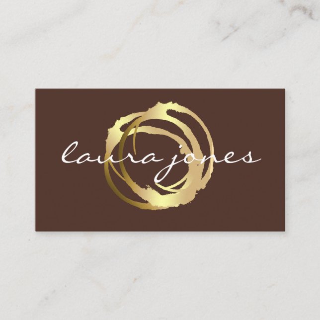 Faux Gold Painted Circle Designer Business Card (Front)