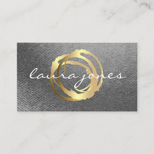 Faux Gold Painted Circle Designer Business Card (Front)