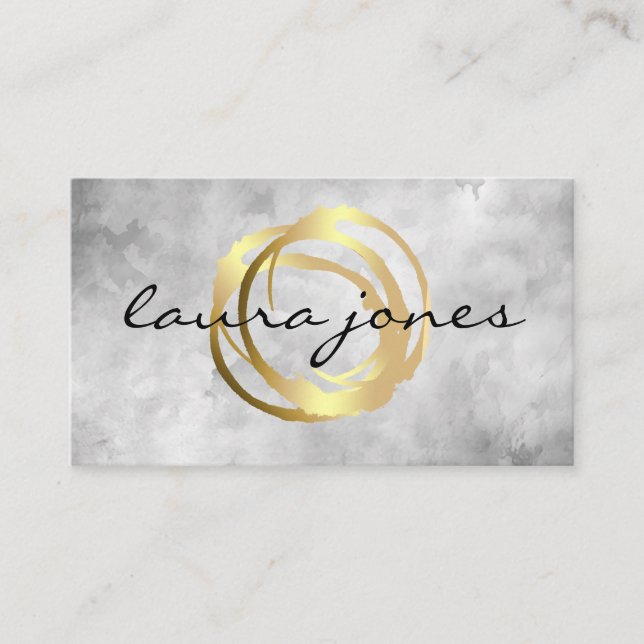 Faux Gold Painted Circle Designer Business Card (Front)