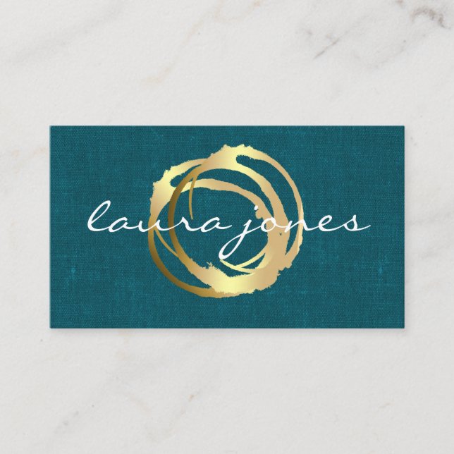 Faux Gold Painted Circle Designer Business Card (Front)