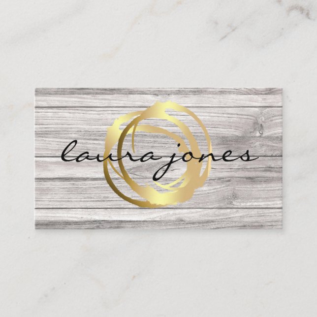 Faux Gold Painted Circle Designer Business Card (Front)