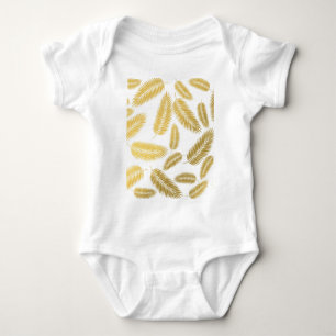 Faux Gold Palm Leaves Pattern Baby Bodysuit