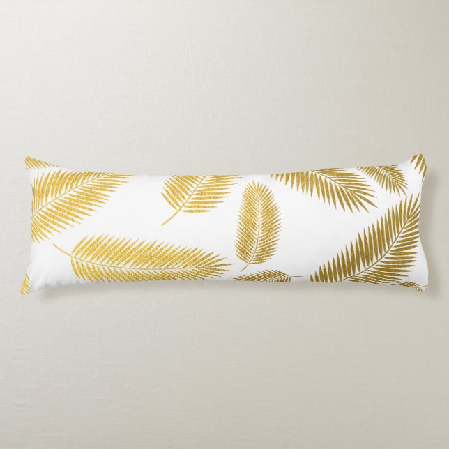 Faux Gold Palm Leaves Pattern Body Cushion (Front)