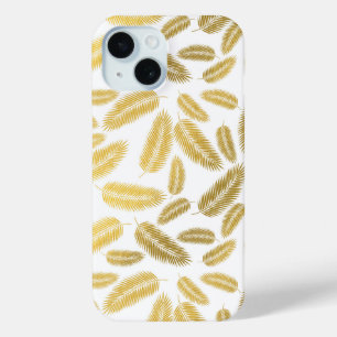 Faux Gold Palm Leaves Pattern iPhone 15 Case