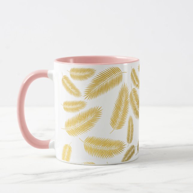 Faux Gold Palm Leaves Pattern Mug (Left)
