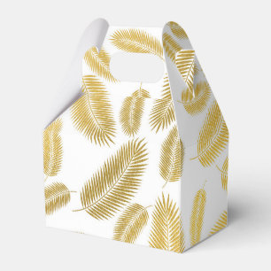 Faux Gold Palm Leaves Pattern Sherpa Blanket Showe Favour Box