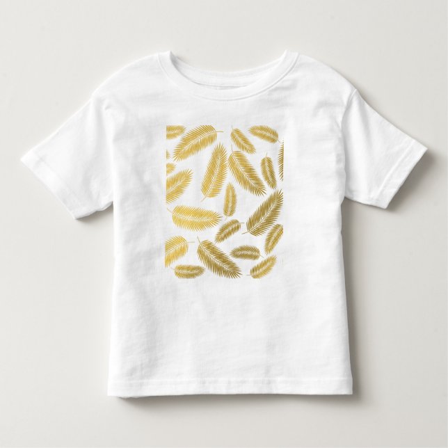 Faux Gold Palm Leaves Pattern Toddler T-Shirt (Front)
