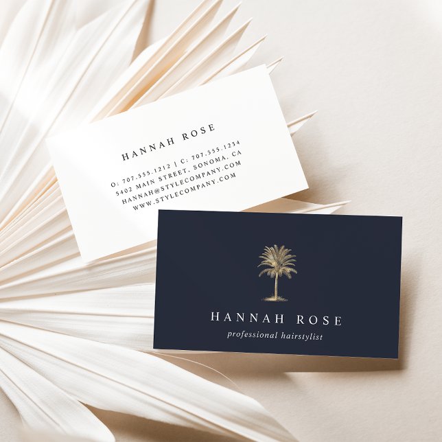 Faux Gold Palm Tree Logo Business Card (Creator Uploaded)